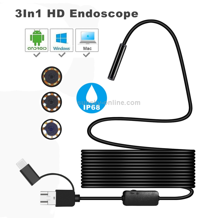 Endoscope rigide de la caméra hd 8mm d'endoscope de 1200p wifi pour iphone  / android ip68 ios
