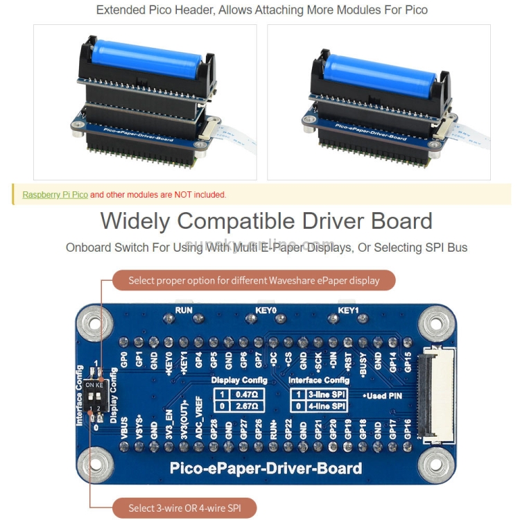 Waveshare 2.9inch Flexible E-Paper E-Ink Display for Raspberry Pi Pico  296×128