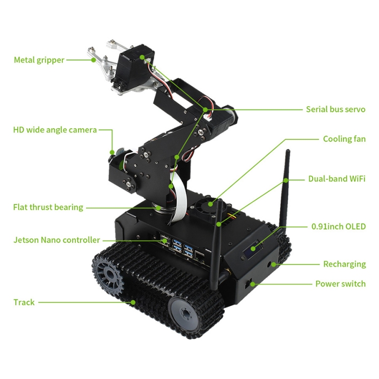 Waveshare JETANK AI Tracked Mobile Robot Kit, Based on Jetson Nano, EU Plug - 14