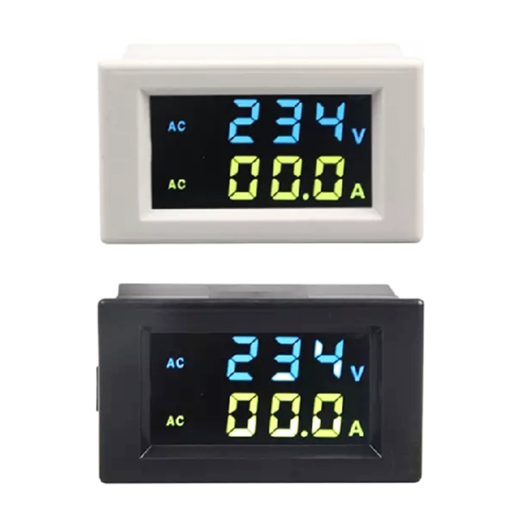 D85-2042A 110V 220V 380V 100A Digital AC Voltmeter Ammeter Current Amps  Volt Meter LCD Panel Monitor (White)