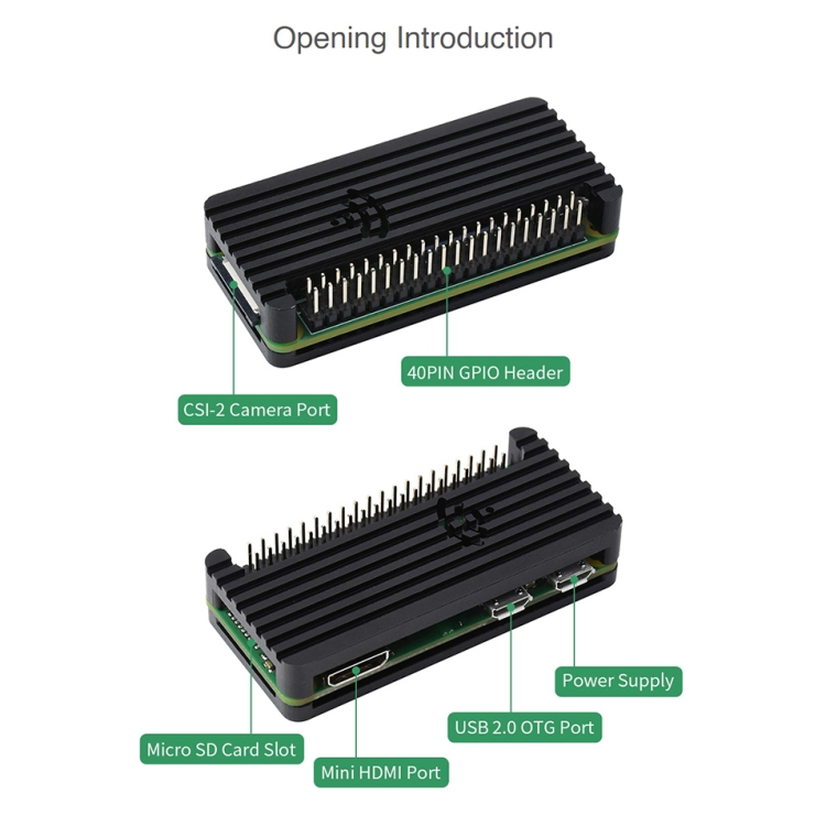 Custodia protettiva Waveshare in lega di alluminio per serie Raspberry Pi  Zero, compatibile con Zero / Zero 2 W