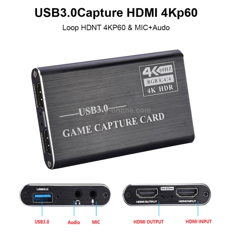 Dispositivo de tarjeta de captura de video NK-S41 USB 3.0 a HDMI 4K HD (negro) - 5