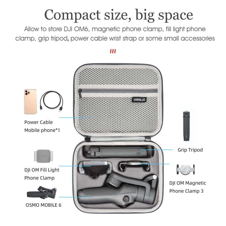For DJI Osmo Mobile SE Shockproof Carrying Bag Portable Storage Case with  Handle - Grey Wholesale