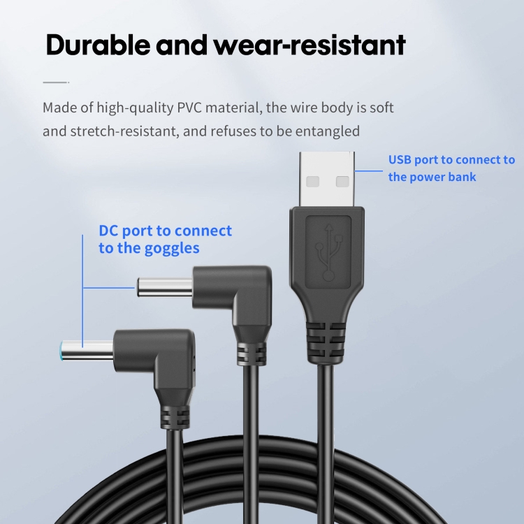 Para DJI Goggles FPV / Goggles V2 STARTRC Tipo-C / USB-C a 2 x cable de alimentación de CC, longitud 1 m (negro) - 4