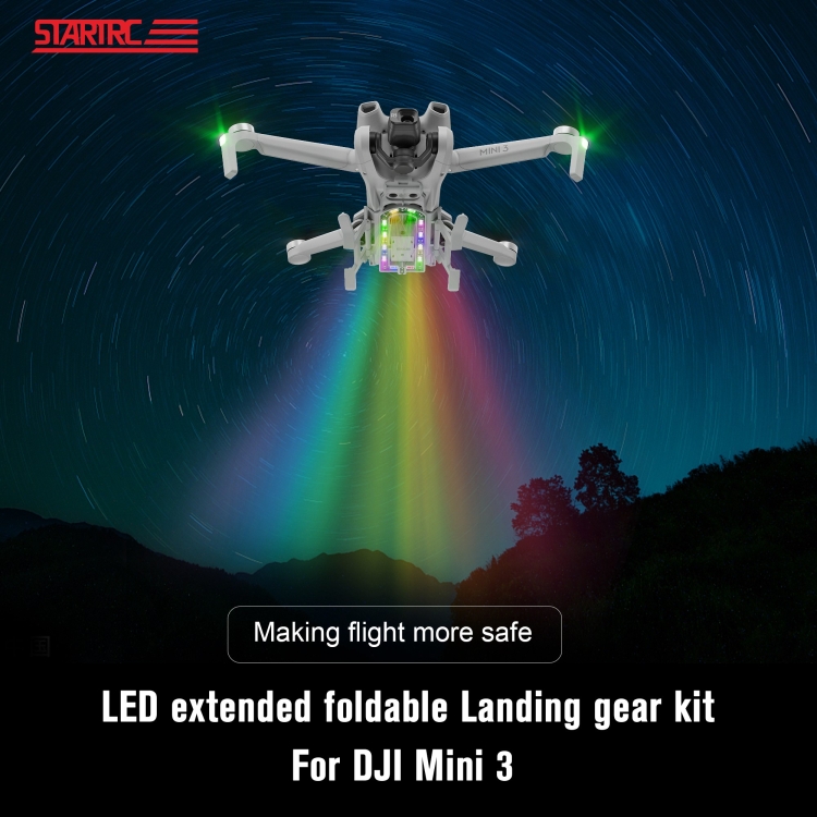 Para DJI Mini 3 STARTRC Luz LED Plegable Anti-caída Soporte de entrenamiento de tren de aterrizaje elevado (gris) - 2