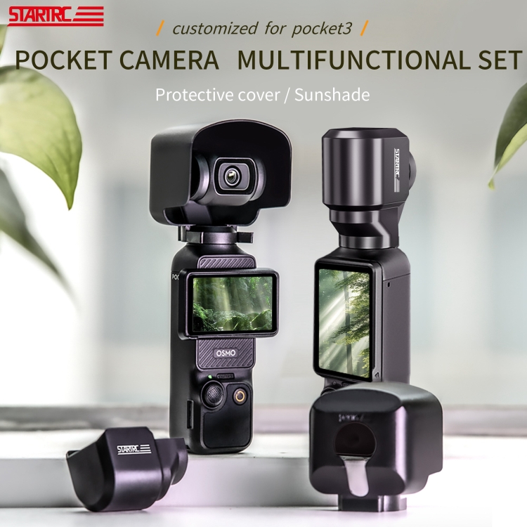 Para DJI OSMO Pocket 3 STARTRC 2 en 1 Gimbal Cámara Lente Cubierta Parasol (Negro) - 1