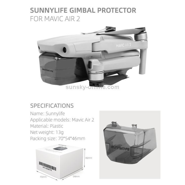 Sunnylife para DJI Mavic Air 2 Capucha protectora para lente de cámara (gris) - 5