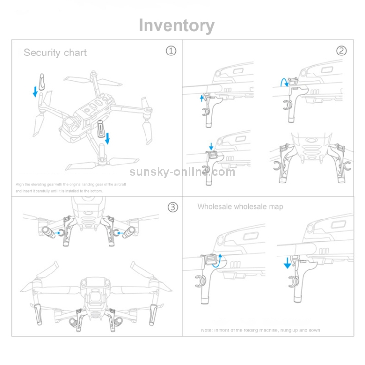 PGYTECH P-HA-030 LED Luz de vuelo nocturno Absorción de golpes Aterrizaje Soporte alto para DJI Mavic 2 - 9