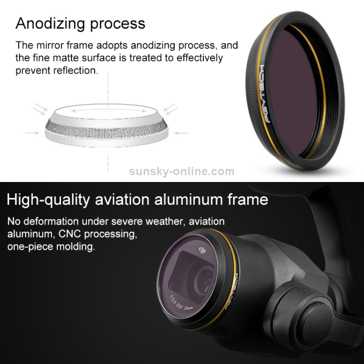 Filtro de lente de borde dorado PGYTECH X4S-MRC UV para DJI Inspire 2 / X4S Gimbal Camera Drone Accesorios - 3