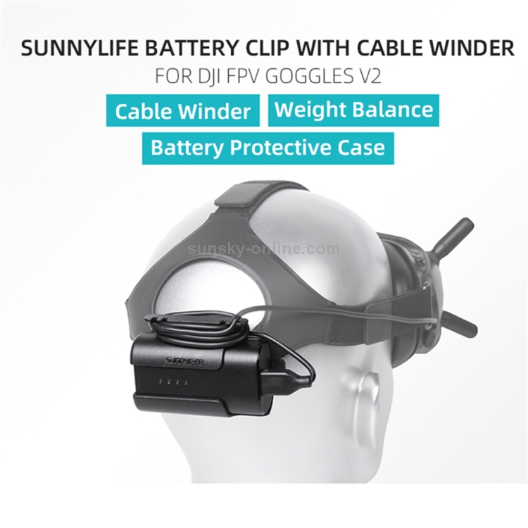 Sunnylife Battery Clip Soporte de Cable Administración de cable Funda protectora para DJI FPV Gafas V2 (Negro) - 2