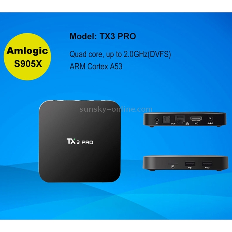 TX3 Pro 4K UHD Smart TV BOX with Remote Controller, Android 6.0 Amlogic ...