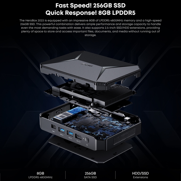 CHUWI HeroBox Mini PC、Windows 11、Intel Celeron N5100