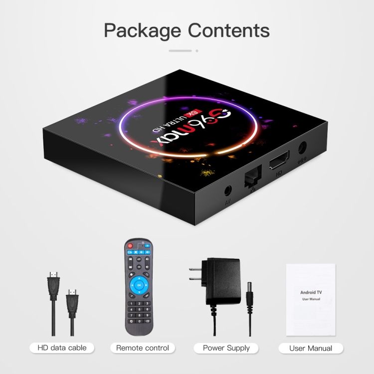 Boitier Android 12.0 TV, 4 GB RAM 32 GB ROM Android TV Box RK3318 Quad-Core  64bit Cortex-A53 Support 2.4G/5G WiFi 6 Bluetooth 5.0 Résolution UHD 4K/3D