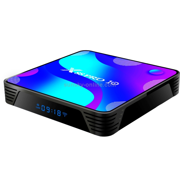 X88 Pro 10 4K Ultra HD Android TV Box con control remoto, Android 10.0, RK3318 Quad-Core 64bit Cortex-A53, 4GB + 128GB, compatible con Bluetooth / WiFi de doble banda / Tarjeta TF / USB / AV / Ethernet (enchufe AU) - 1