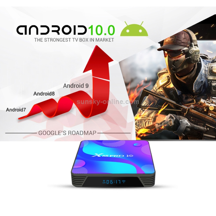 X88 Pro 10 4K Ultra HD Android TV Box con control remoto, Android 10.0, RK3318 Quad-Core 64bit Cortex-A53, 4GB + 128GB, compatible con Bluetooth / WiFi de doble banda / Tarjeta TF / USB / AV / Ethernet (enchufe AU) - 6