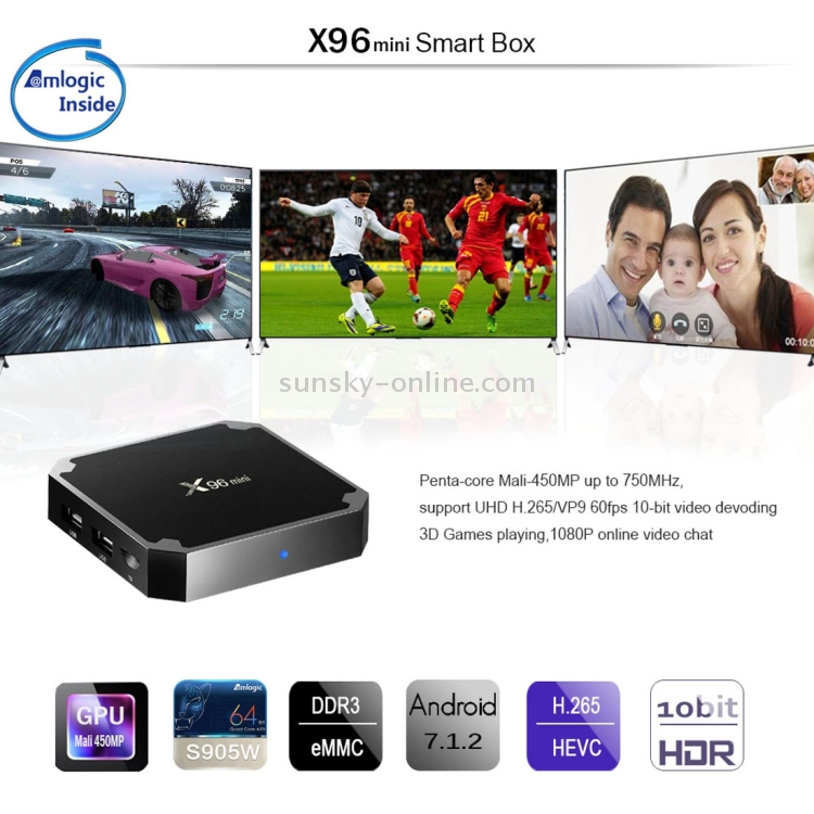 X96 Mini 4K * 2K UHD Salida TV SMART TV Player con control remoto sin montaje en pared, Android 7.1.2 AMLOGIC S905W Brazo de cuádruple Cortex A53 2GHz, RAM: 1GB, ROM: 8GB, Soporta WiFi, HDMI, TF (Negro) - 14