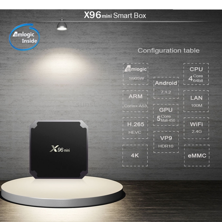 X96 Mini 4K * 2K UHD Salida TV SMART TV Player con control remoto sin montaje en pared, Android 7.1.2 AMLOGIC S905W Brazo de cuádruple Cortex A53 2GHz, RAM: 1GB, ROM: 8GB, Soporta WiFi, HDMI, TF (Negro) - 7