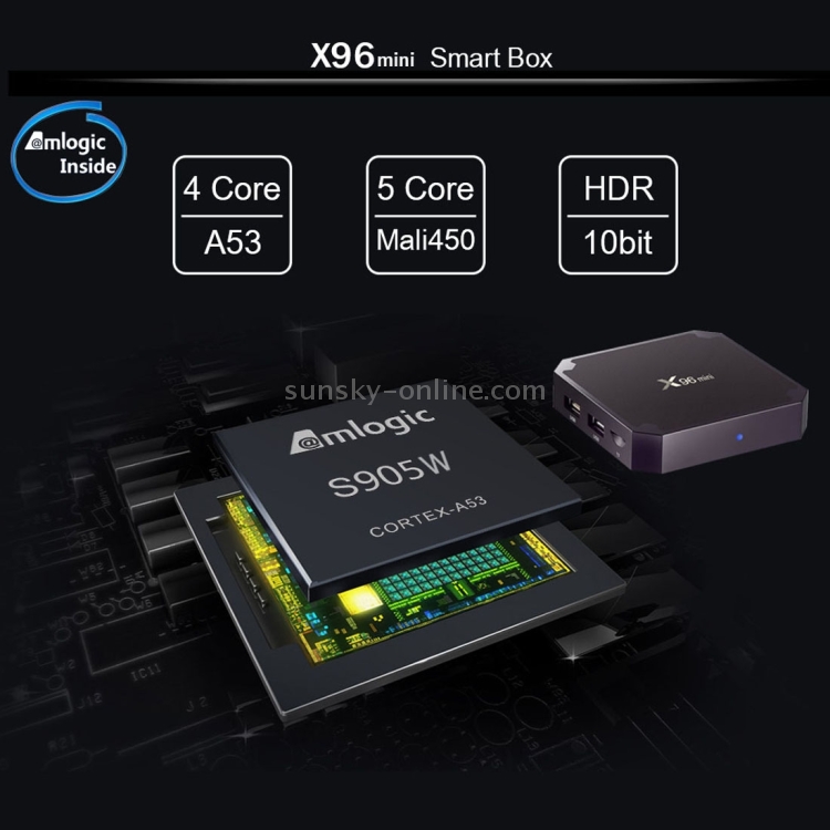 X96 Mini 4K * 2K UHD Salida TV SMART TV Player con control remoto sin montaje en pared, Android 7.1.2 AMLOGIC S905W Brazo de cuádruple Cortex A53 2GHz, RAM: 1GB, ROM: 8GB, Soporta WiFi, HDMI, TF (Negro) - 8