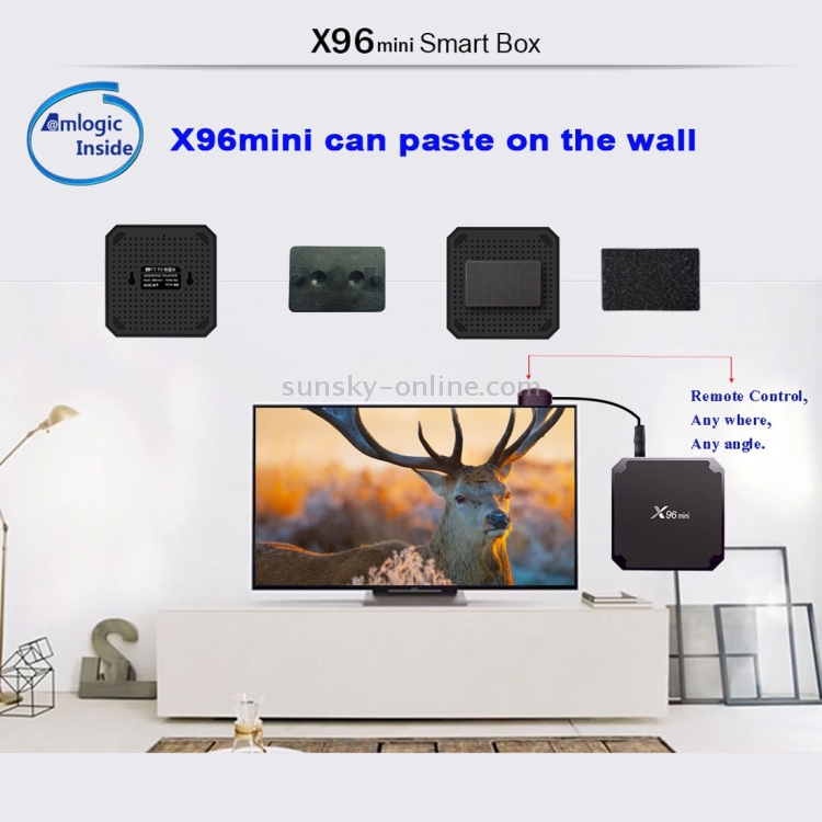 X96 Mini 4K * 2K UHD Salida TV SMART TV Player con control remoto sin montaje en pared, Android 7.1.2 AMLOGIC S905W Brazo de cuádruple Cortex A53 2GHz, RAM: 1GB, ROM: 8GB, Soporta WiFi, HDMI, TF (Negro) - 9