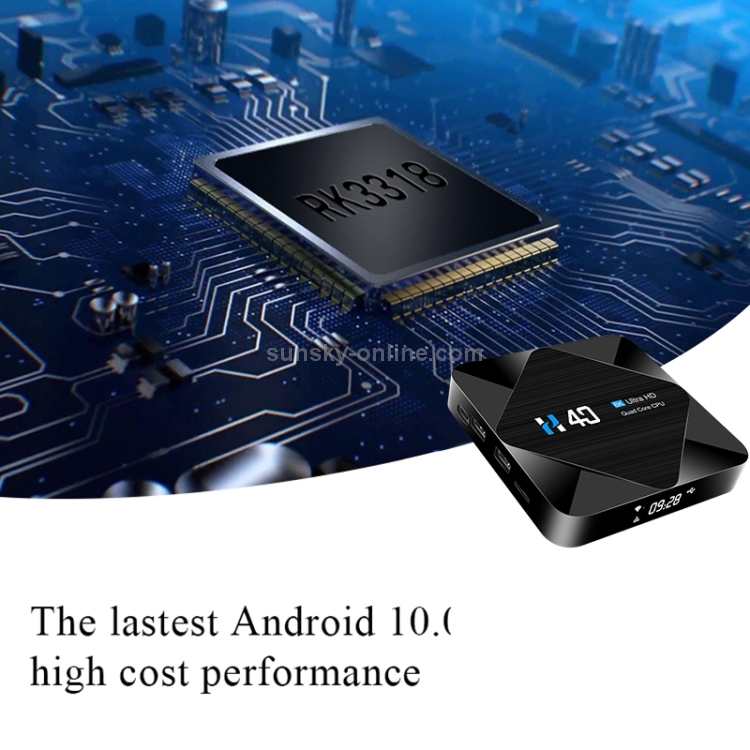 H40 4K Ultra HD Smart TV BOX Android 10.0 Media Player con control remoto, Quad-core, RAM: 4GB, ROM: 32GB (enchufe de Reino Unido) - 7