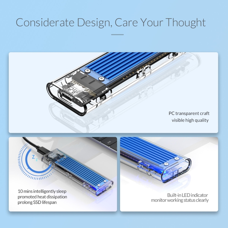 Boîtier SSD M.2 vers USB Type C 3.1 10 Gbit/s NVME/NGFF double protocole SSD  U4