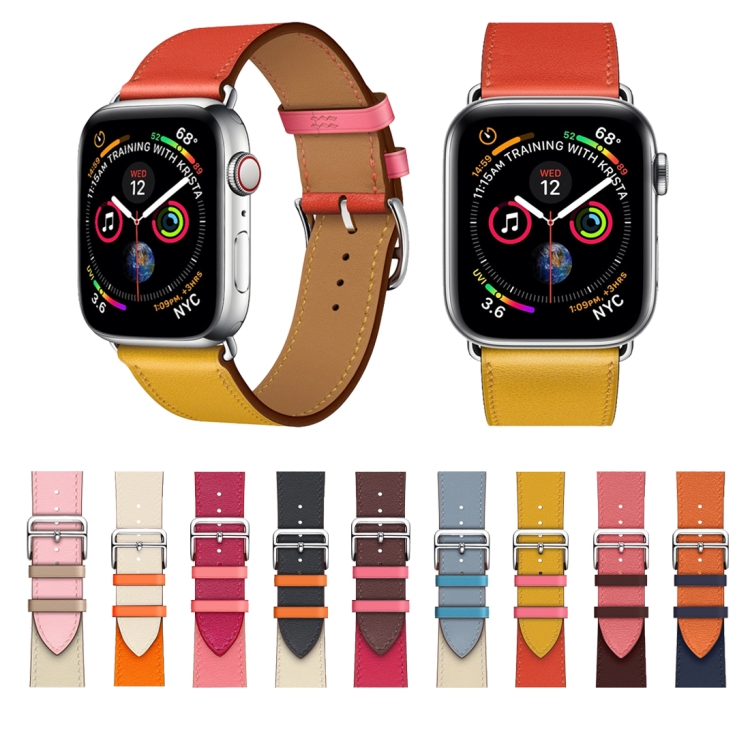 Apple Watch Series 3＆2＆1 38mm用の2色のシングルループレザーリスト ...