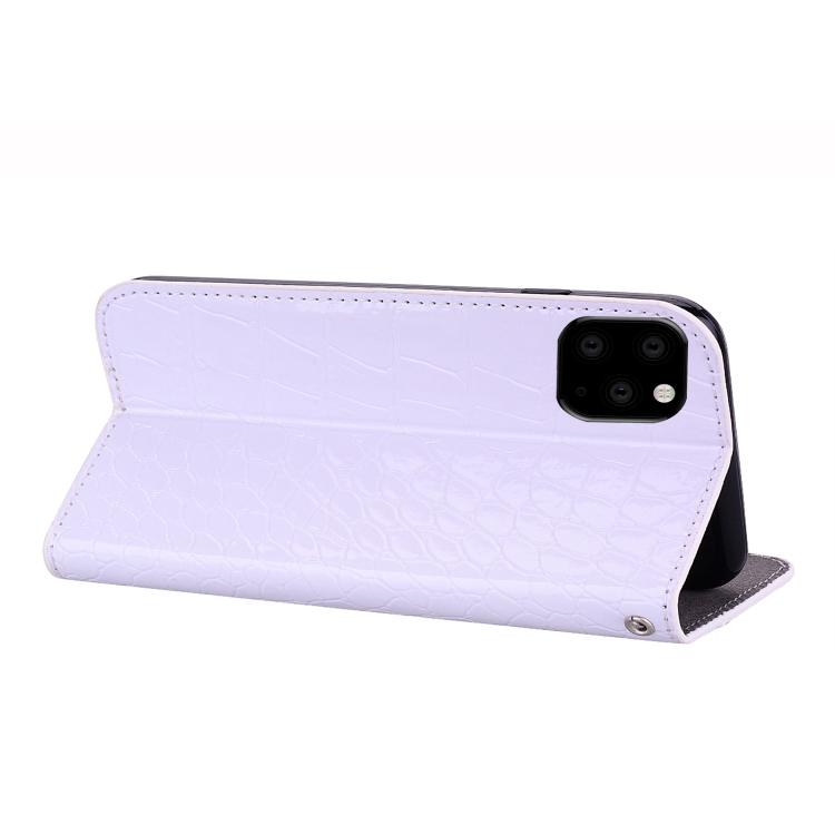 Crocodile Texture Glitter Powder Horizontal Flip Leather Case with Card Slots & Holder for iPhone 11(White) Crocodile Texture Glitter Powder Horizontal Flip Leather Case with Card Slots & Holder for iPhone 11(White)