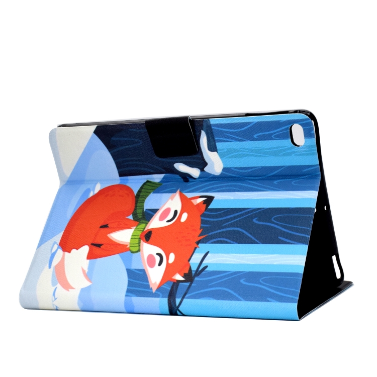 Colored Drawing Universal Voltage Craft Cloth TPU Protective Case, with Holder & Sleep / Wake-up Function & Card Slots & Anti-slip Strip for iPad 9.7 (2018) / 9.7 (2017) / air / air2(Red Fox)