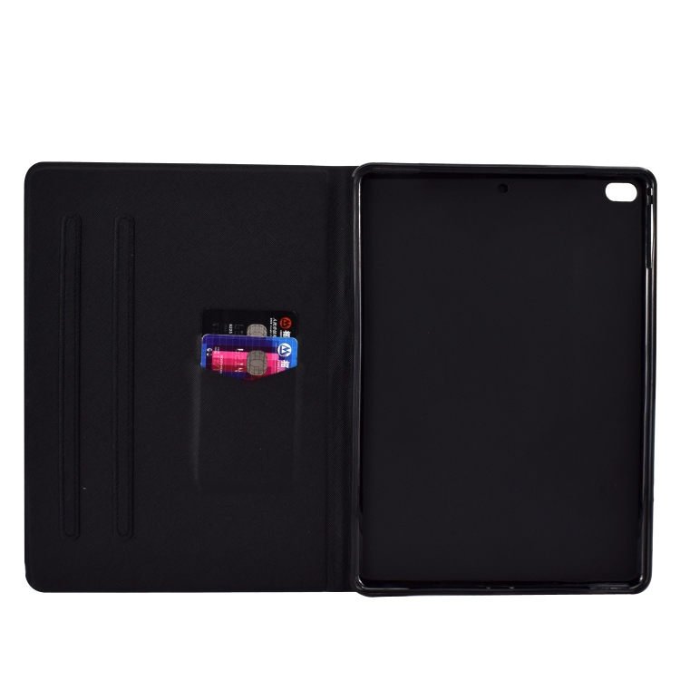 Colored Drawing Universal Voltage Craft Cloth TPU Protective Case, with Holder & Sleep / Wake-up Function & Card Slots & Anti-slip Strip for iPad 9.7 (2018) / 9.7 (2017) / air / air2(Red Fox)
