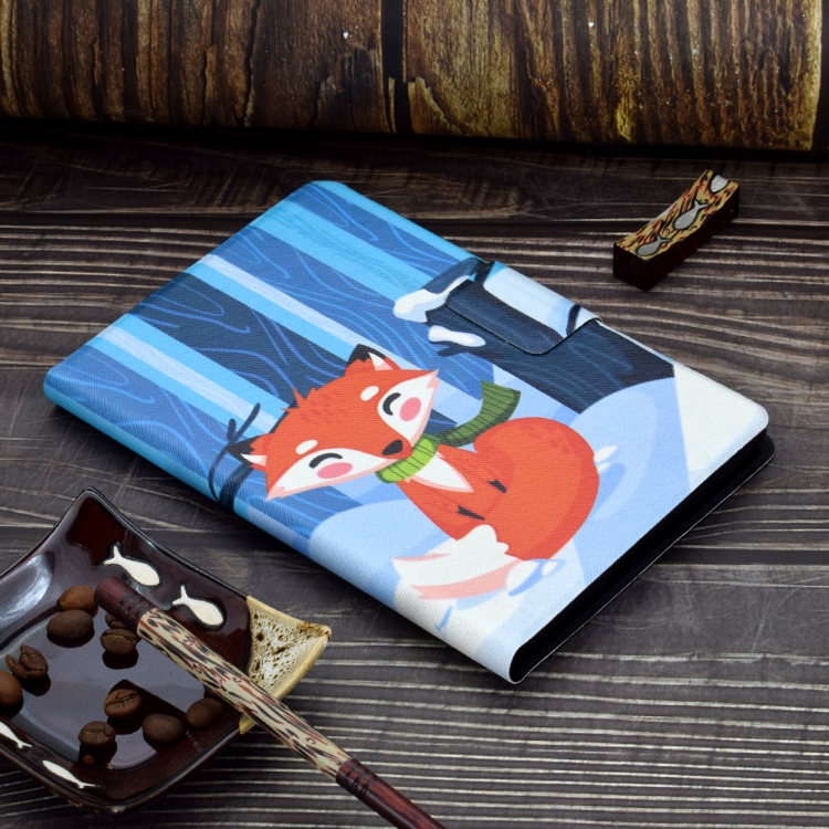 Colored Drawing Universal Voltage Craft Cloth TPU Protective Case, with Holder & Sleep / Wake-up Function & Card Slots & Anti-slip Strip for iPad 9.7 (2018) / 9.7 (2017) / air / air2(Red Fox)