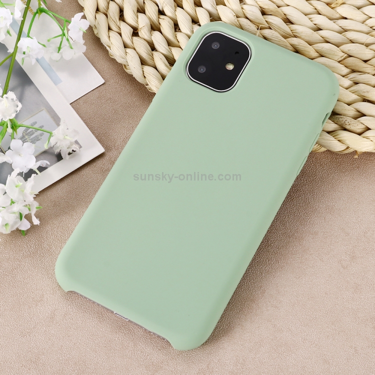 For Iphone 11 Pro Solid Color Liquid Silicone Shockproof Case Mint Green