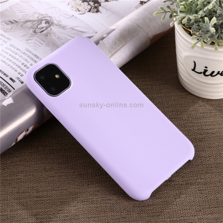 For Iphone 11 Pro Max Solid Color Liquid Silicone Shockproof Case Light Purple