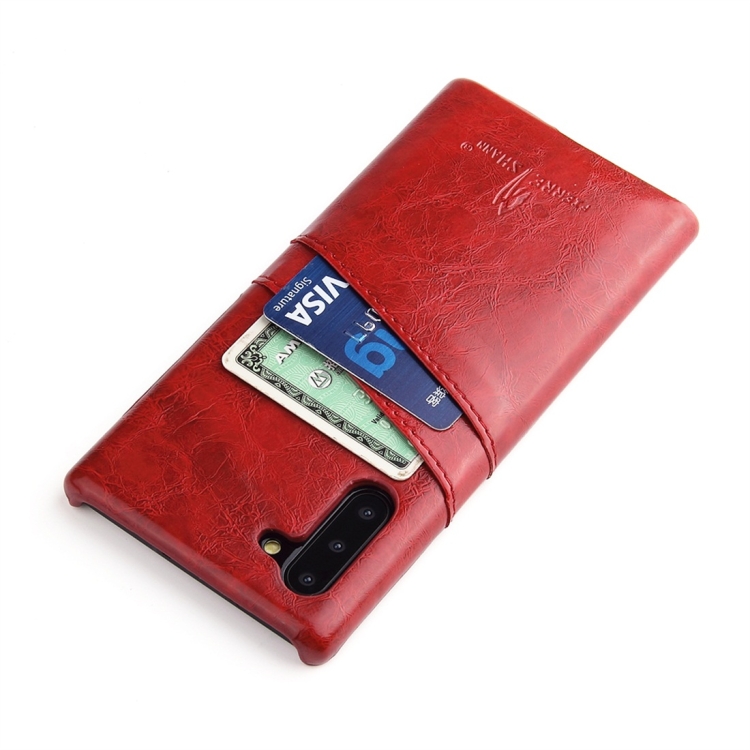 Fierre Shann Retro Oil Wax Texture PU Leather Case with Card Slots for Galaxy Note 10(Red) Fierre Shann Retro Oil Wax Texture PU Leather Case with Card Slots for Galaxy Note 10(Red)