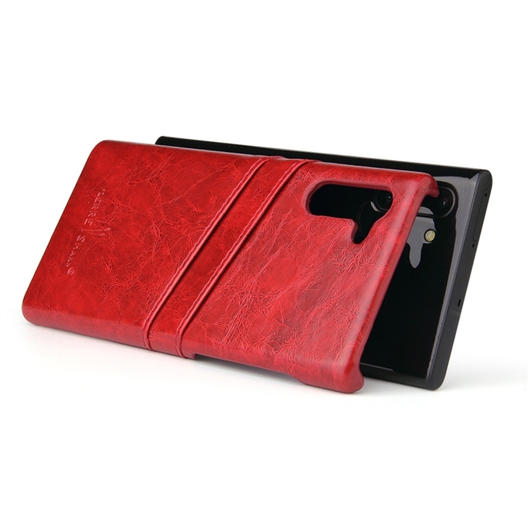 Fierre Shann Retro Oil Wax Texture PU Leather Case with Card Slots for Galaxy Note 10(Red) Fierre Shann Retro Oil Wax Texture PU Leather Case with Card Slots for Galaxy Note 10(Red)