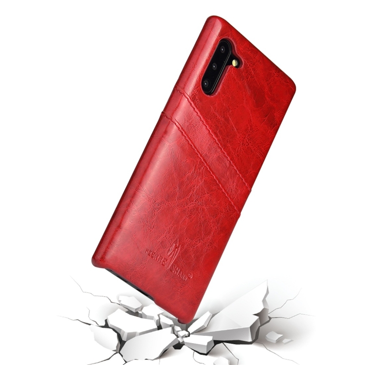 Fierre Shann Retro Oil Wax Texture PU Leather Case with Card Slots for Galaxy Note 10(Red) Fierre Shann Retro Oil Wax Texture PU Leather Case with Card Slots for Galaxy Note 10(Red)