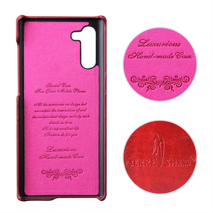 Fierre Shann Retro Oil Wax Texture PU Leather Case with Card Slots for Galaxy Note 10(Red) Fierre Shann Retro Oil Wax Texture PU Leather Case with Card Slots for Galaxy Note 10(Red)