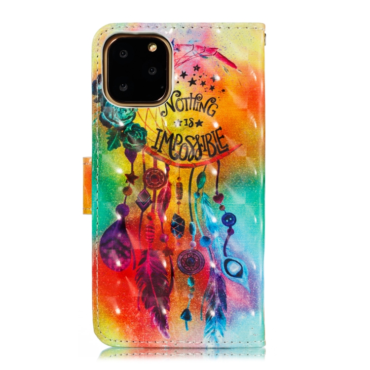 For iPhone 11 Pro 3D Painted Pattern Horizontal Flip Leather Case with Holder & Card Slot & Wallet & Photo Frame & Lanyard (Flower Wind Chimes)
