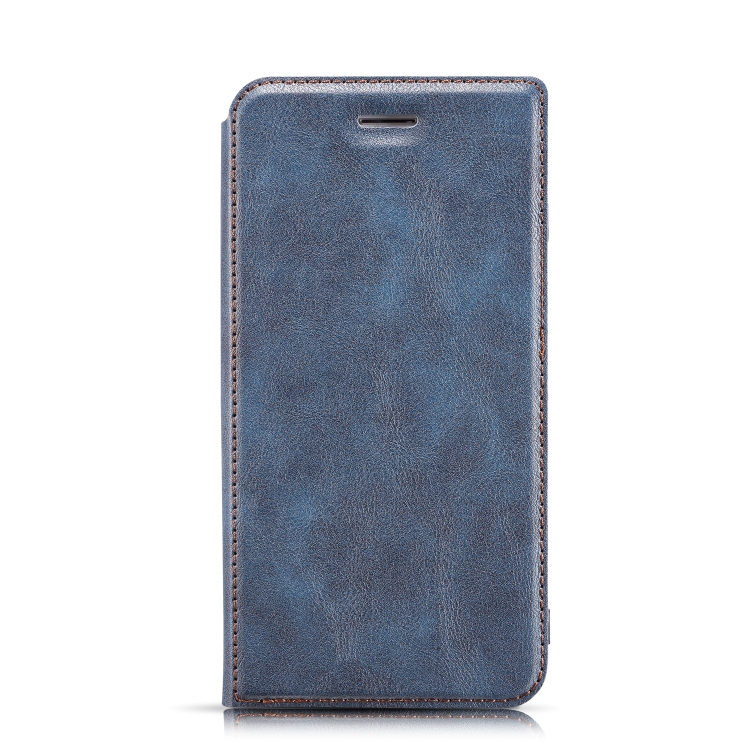 Retro Simple Ultra-thin Magnetic Leather Case with Holder & Card Slots & Lanyard for iPhone 11 Pro Max(Blue)