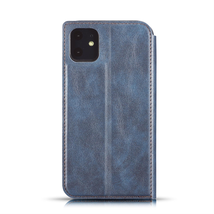 Retro Simple Ultra-thin Magnetic Leather Case with Holder & Card Slots & Lanyard for iPhone 11 Pro Max(Blue)