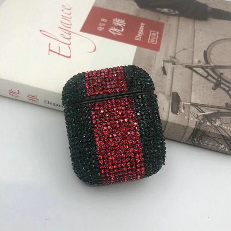 Diamonds Glitter Earphones Shockproof Protective Case for Apple AirPods 1 / 2(Green Red) Diamonds Glitter Earphones Shockproof Protective Case for Apple AirPods 1 / 2(Green Red)