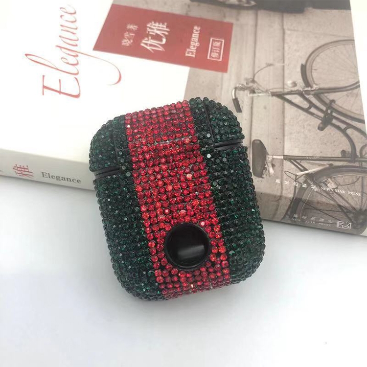 Diamonds Glitter Earphones Shockproof Protective Case for Apple AirPods 1 / 2(Green Red) Diamonds Glitter Earphones Shockproof Protective Case for Apple AirPods 1 / 2(Green Red)