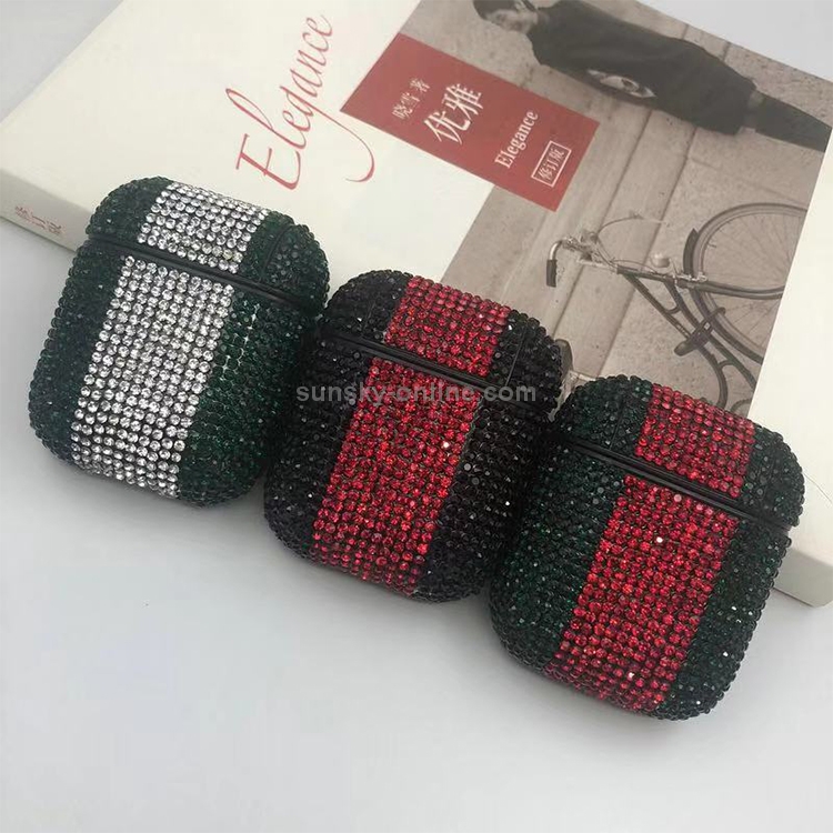 Diamonds Glitter Earphones Shockproof Protective Case for Apple AirPods 1 / 2(Green Red) Diamonds Glitter Earphones Shockproof Protective Case for Apple AirPods 1 / 2(Green Red)