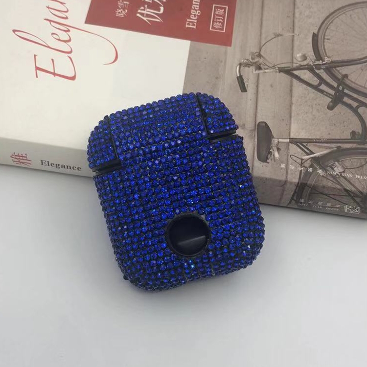 Diamonds Glitter Earphones Shockproof Protective Case for Apple AirPods 1 / 2(Blue) Diamonds Glitter Earphones Shockproof Protective Case for Apple AirPods 1 / 2(Blue)