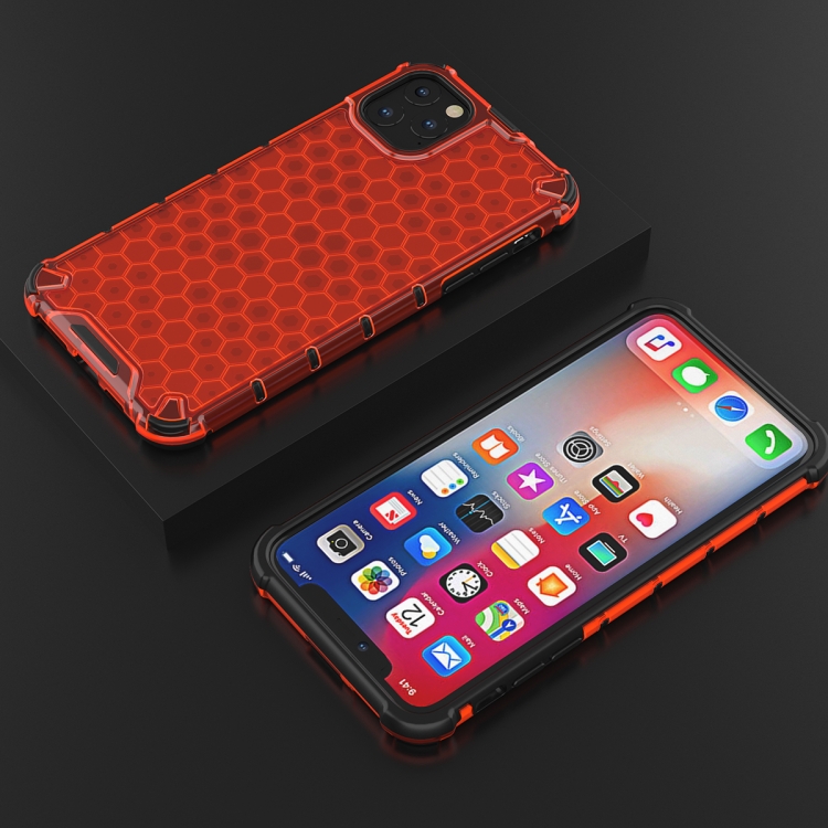Shockproof Honeycomb PC + TPU Case for iPhone 11 Pro Max(Red)