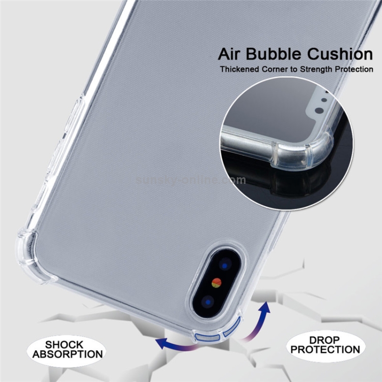Four-Corner Anti-Fall Trasparent TPU Mobile Phone Case With Lanyard for iPhone 11 Pro Max(Black)