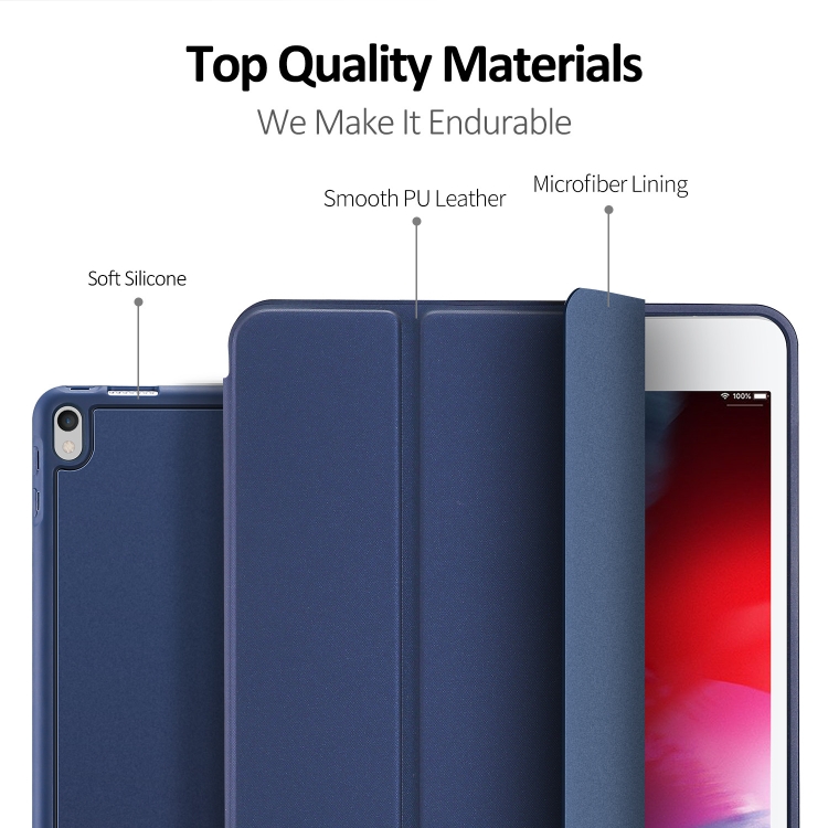 DUX DUCIS OSOM SERIES Three-folding Horizontal Flip Leather Case with Pen Slots for iPad 9.7 inch (2017) / 9.7 (2018) / iPad 5 / 6(Blue) DUX DUCIS OSOM SERIES Three-folding Horizontal Flip Leather Case with Pen Slots for iPad 9.7 inch (2017) / 9.7 (2018) / iPad 5 / 6(Blue)