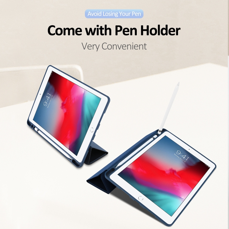 DUX DUCIS OSOM SERIES Three-folding Horizontal Flip Leather Case with Pen Slots for iPad 9.7 inch (2017) / 9.7 (2018) / iPad 5 / 6(Blue) DUX DUCIS OSOM SERIES Three-folding Horizontal Flip Leather Case with Pen Slots for iPad 9.7 inch (2017) / 9.7 (2018) / iPad 5 / 6(Blue)