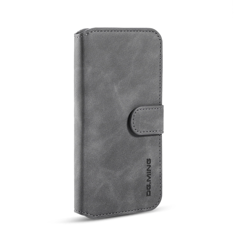 DG.MING Retro Oil Side Horizontal Flip Case with Holder & Card Slots & Wallet for iPhone 11 Pro(Grey)