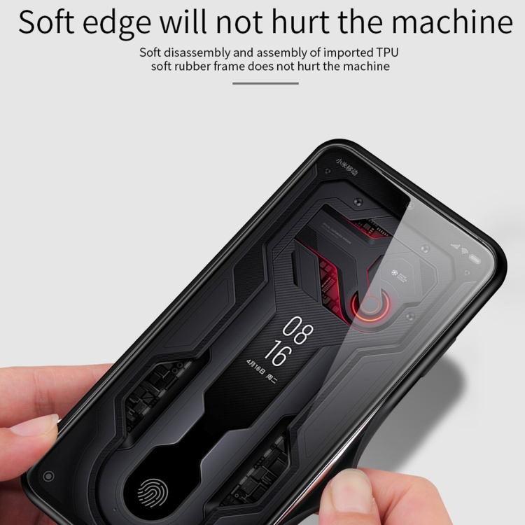 Shockproof Tempered Glass + TPU Case For Xiaomi Mi 9(Black Red)