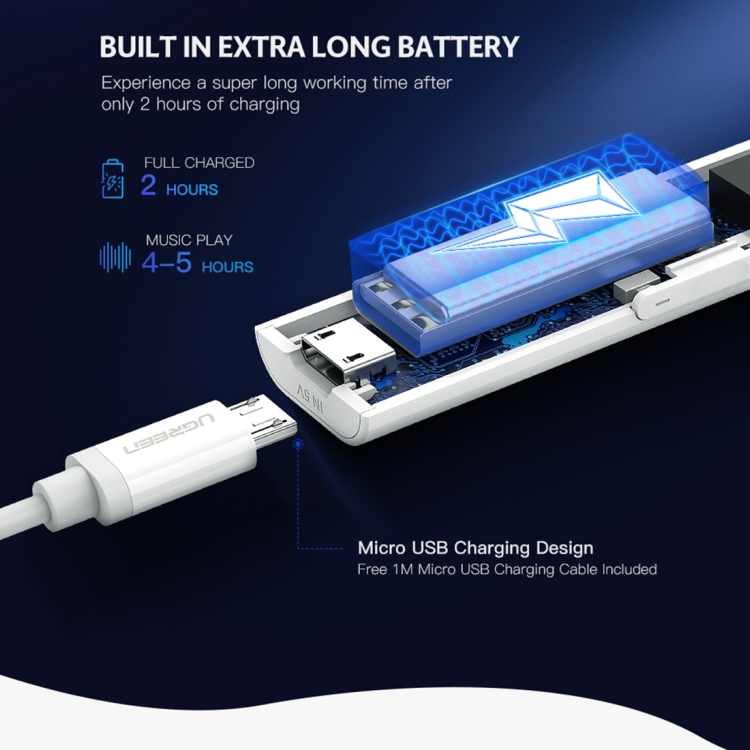 UGREEN CM110 3.5mm Jack Lavalier Aptx Bluetooth 4.2 Bilateral Stereo Audio Receiver Built-in Microphone UGREEN CM110 3.5mm Jack Lavalier Aptx Bluetooth 4.2 Bilateral Stereo Audio Receiver Built-in Microphone